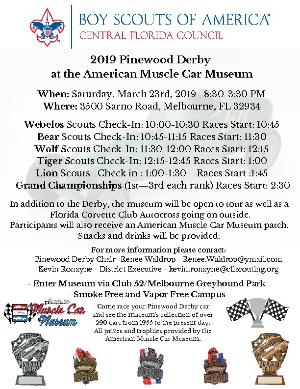 Cub Scout Day and Pinewood Derby  Flyer