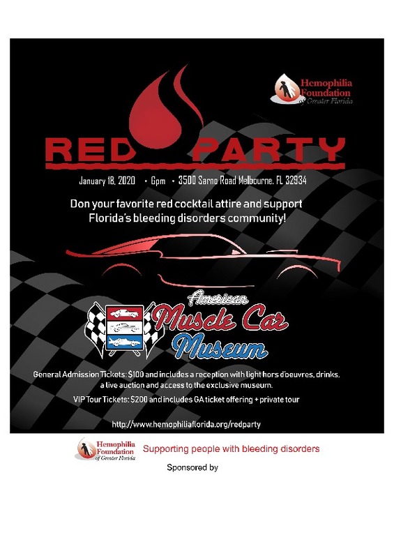 Red Party - An Evening to Support Hemophilia Foundation of Greater Orlando Flyer
