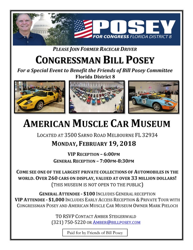 Fundraiser for Congressman Bill Posey Flyer