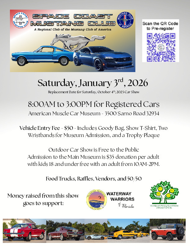 Space Coast Mustang's 40th Annual Ford Powered Car Show Flyer