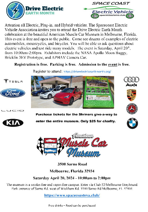 Space Coast Electric Vehicle Car Show Flyer