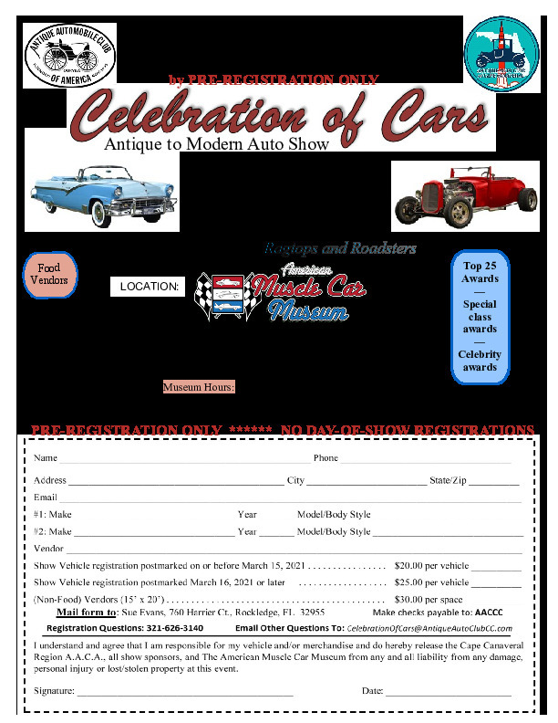 2021 AACA Celebration of Cars Flyer