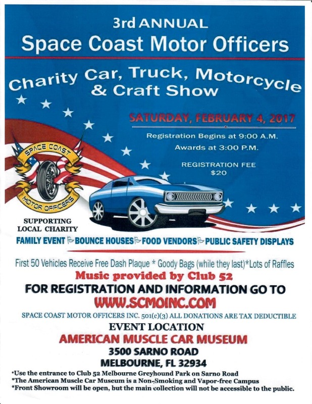 Space Coast Motor Officers Charity Car, Truck, Motorcycle & Craft Show Flyer