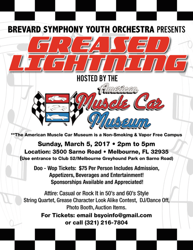 Brevard Symphony Youth Orchestra - Greased Lightning Flyer