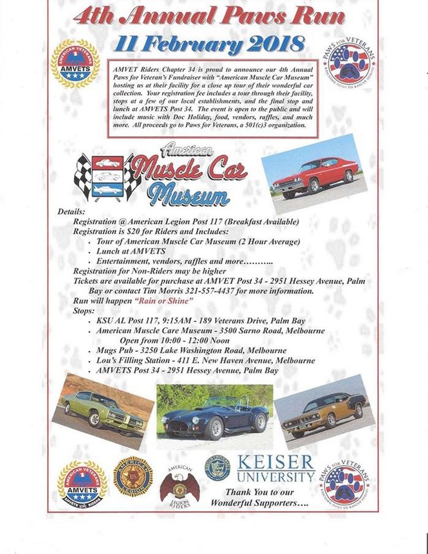 Paws for Veterans - Sponsored by Am Vets Post 34 Flyer