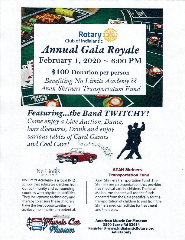 Annual Gala Royale to benefit Rotary of Indialantic Flyer
