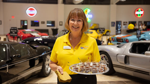 Serving food at the Candlelighters of Brevard Cars and Casino Night