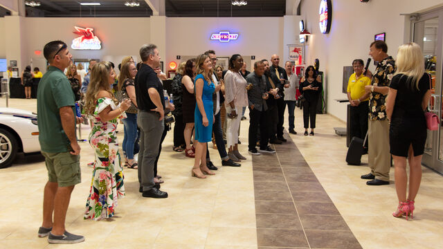 Mark Pieloch speaking at the Candlelighters of Brevard Cars and Casino Night