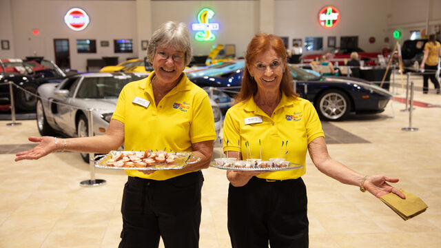 Serving hors d'oeuvres at the Candlelighters of Brevard Cars and Casino Night