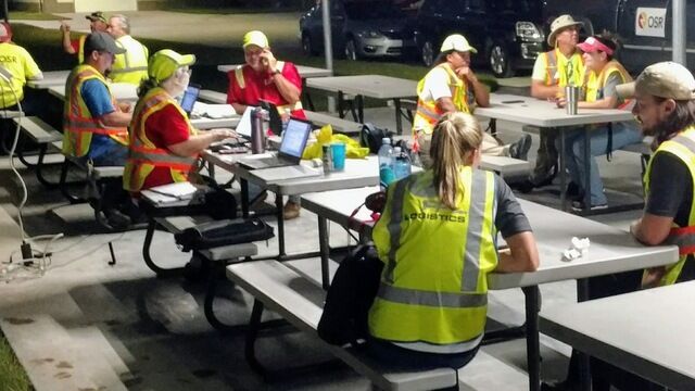 Logistics teams setting up