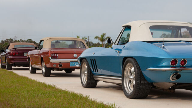 Old and new cars line the Hagerty Youth Driving Experience 