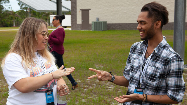 Rock, paper, scissors for who goes first at the Hagerty Youth Driving Experience