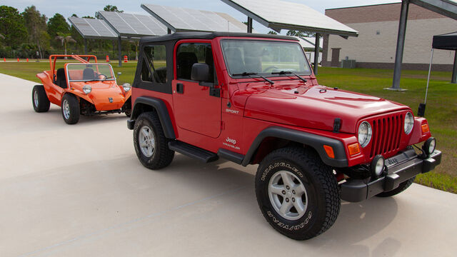 A red Jeep at the Hagerty Youth Driving Experience