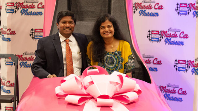 Taking a photo in the giant shoe at Health First 35th Celebration of Giving Event