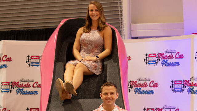 Taking a photo in the giant shoe at the Health First 35th Celebration of Giving Event
