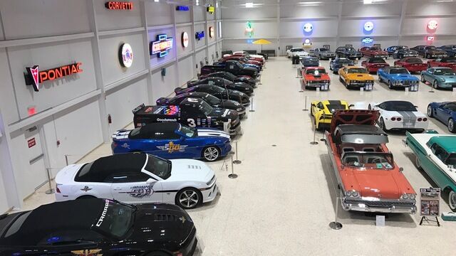 Many different types of cars and trucks at the American Muscle Car Museum