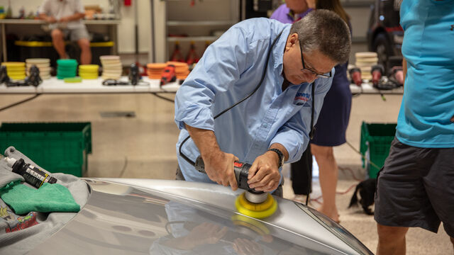 Buffing and shining on a Porsche