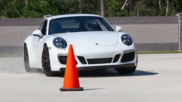 A white porsche at the Porsche Club of America (PCA) Autocross 