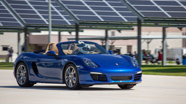 Blue number 89 driving at the Porsche Club of America (PCA) Autocross 