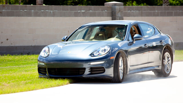 Porsche 108 in the grass at the Porsche Club of America (PCA) Autocross 