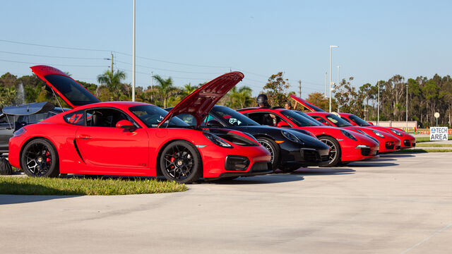 Porsches lined up