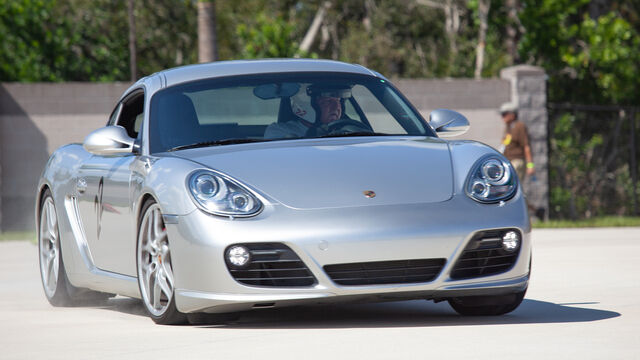 A silver Porsche at the Porsche Club of America (PCA) Autocross 