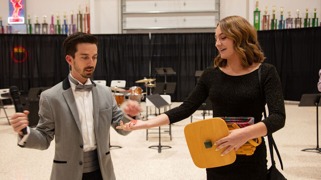 Raffle time at the Satellite Beach students providing music for the event