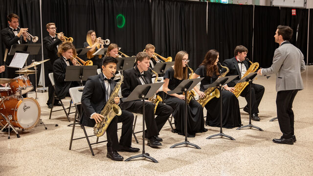 Satellite Beach students providing music for the event