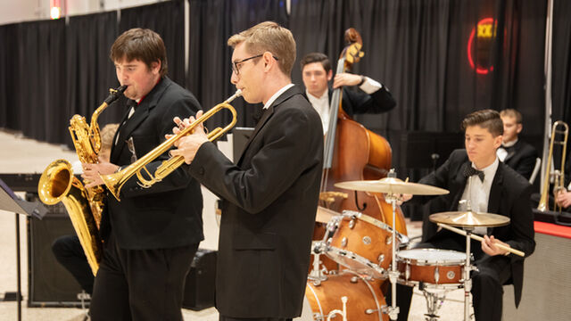 Satellite Beach students providing music for the event musical 