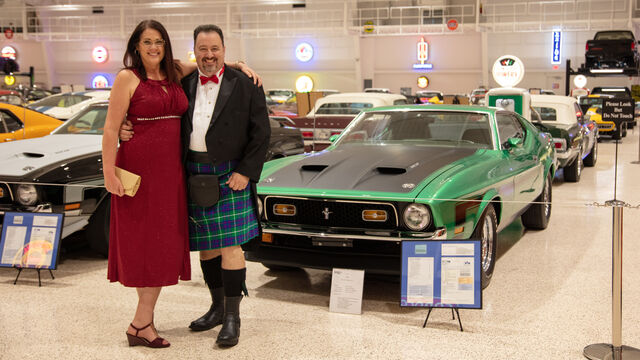 Getting a photo with a classic Mustang at the Satellite Beach Instrument Fundraiser