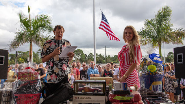 Mark Pieloch begins the raffle at Veteran's Day Open House