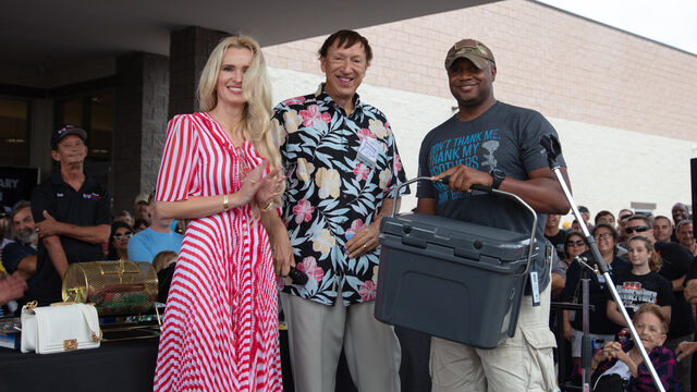 Giving away a cooler at this year's Veteran's Day Open House